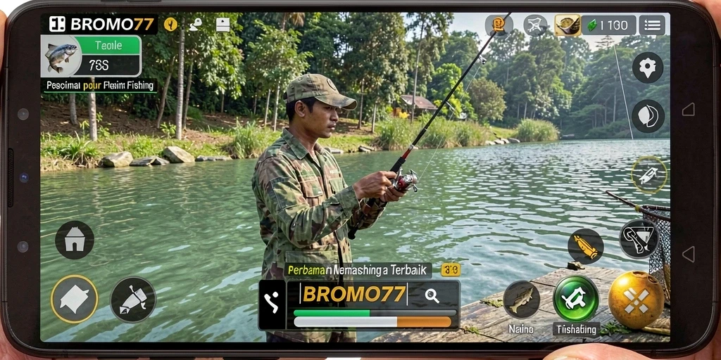Tampilan gameplay BROMO77 yang mendebarkan saat memancing.