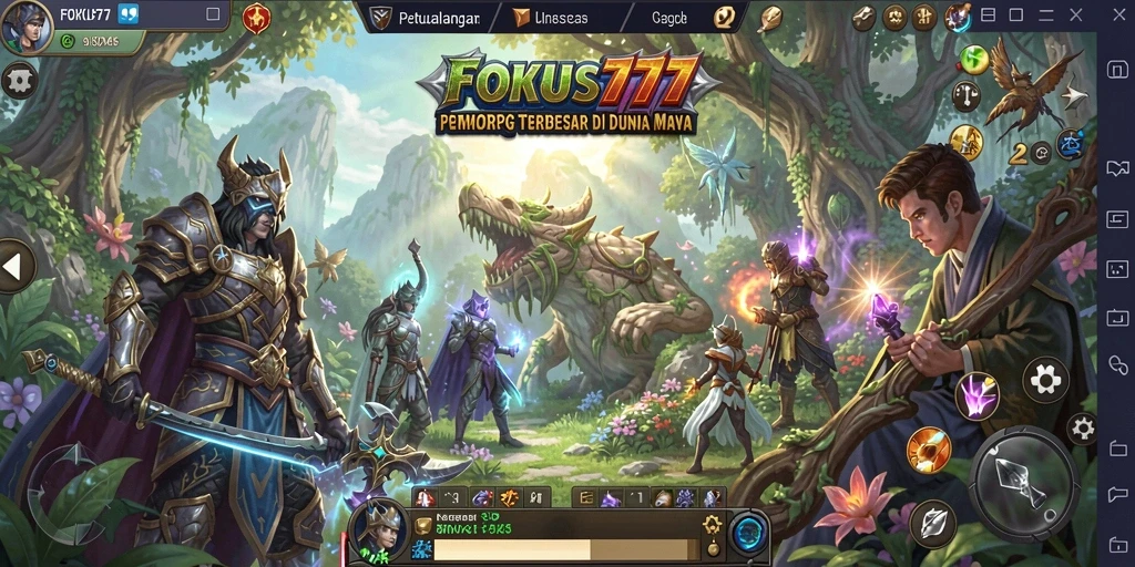 Screenshot gameplay FOKUS777 menampilkan petualangan epik di dunia MMORPG.
