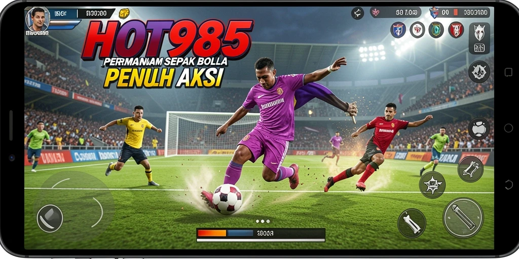 Tampilan gameplay seru dalam pertandingan sepak bola.