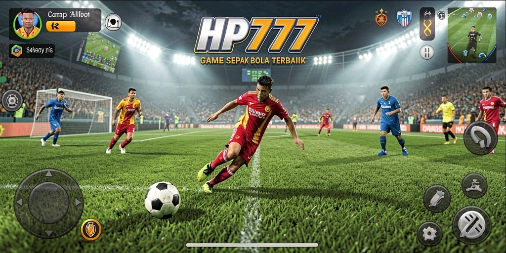 Gameplay HP777 menampilkan aksi sepak bola yang menegangkan dan mendebarkan.