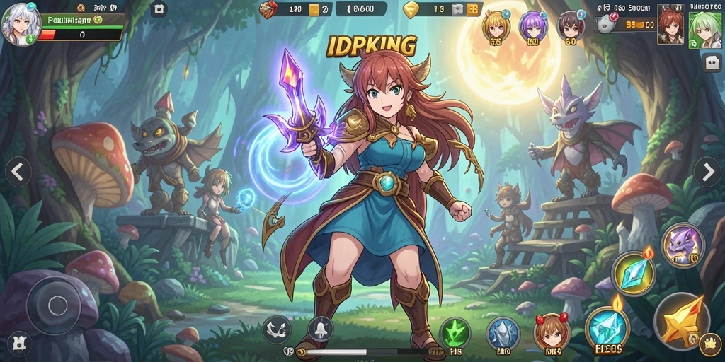 Tampilan gameplay menarik dari IDPKING dengan karakter anime.