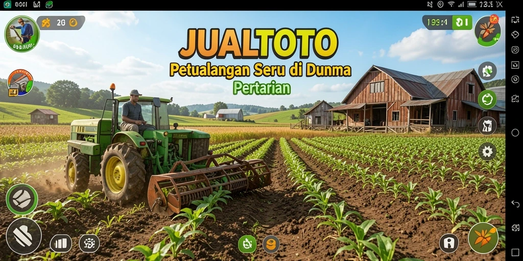 Screenshot JUALTOTO menampilkan kegiatan bercocok tanam yang seru.