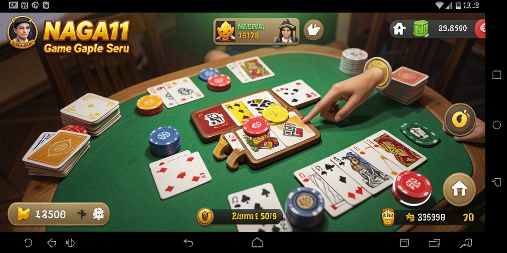 Screenshot gameplay NAGA11 yang menampilkan aksi seru permainan Gaple.