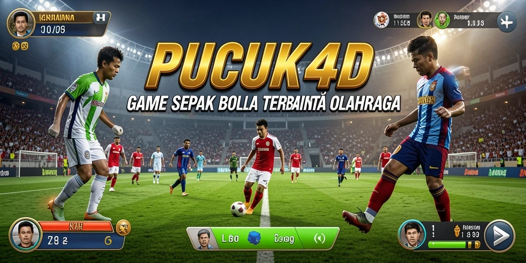 Tangkapan layar utama PUCUK4D yang menunjukkan aksi gameplay sepak bola yang menarik.