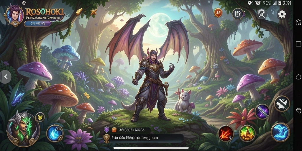 Screenshot utama gameplay yang menunjukkan aksi seru dalam pertempuran RPG.